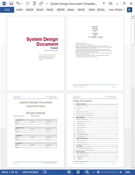 System Design Document Templates (MS Word/Excel) – Templates, Forms ...