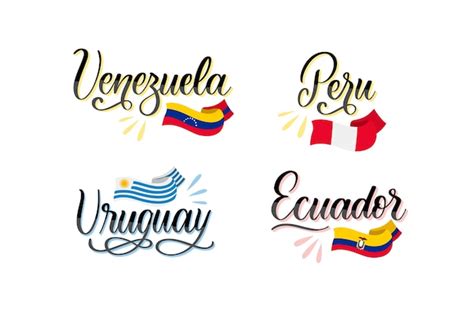 Colección de elementos de banderas de américa del sur dibujadas a mano | Vector Gratis