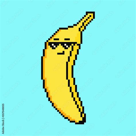 Banana in cartoon style. Funny banana in pixel. Vector illustration banana in pixel art Stock ...