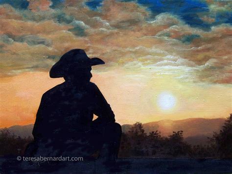 Cowboy Sunset - Teresa Bernard Oil Paintings