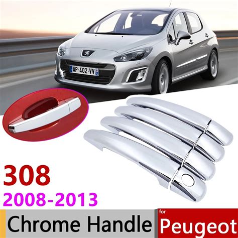 for Peugeot 308 sw cc RCZ 2008~2013 Chrome Door Handle Cover Car Accessories Stickers Trim Set ...