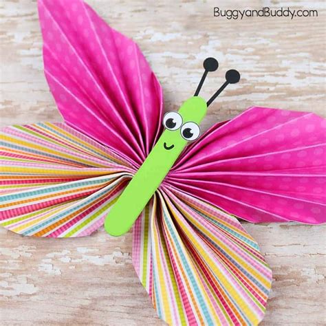 Folded Paper Butterfly Craft for Kids - Buggy and Buddy