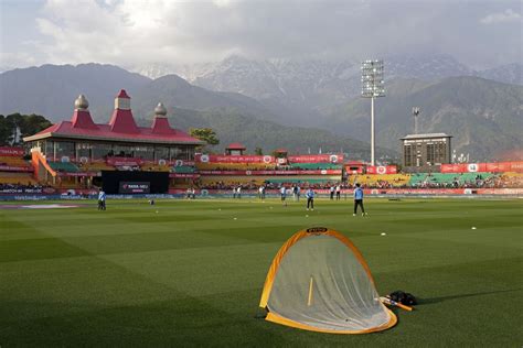 The Himalayas enriching the background of the Himachal Pradesh Cricket Association Stadium ...