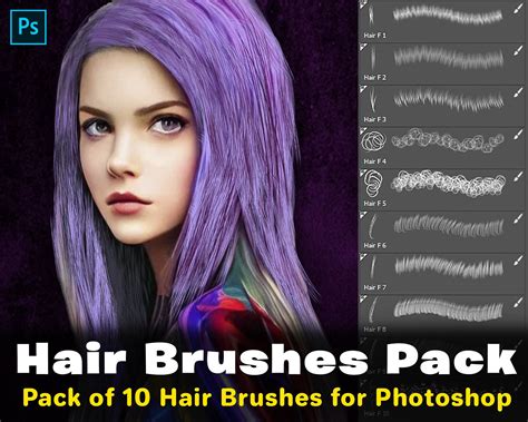 Photoshop Hair Brushes Pack. Buy now on our shop https://www.etsy.com/uk/listing/1380962746/10 ...