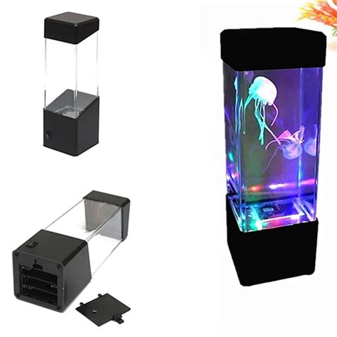 Led Mini Aquarium Night Light Bedside Table Motion Jellyfish Lamp LED ...