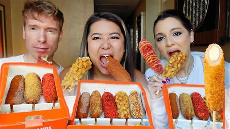 Trying Korean Corn Dogs (ALL flavors) *highly requested!!* - YouTube