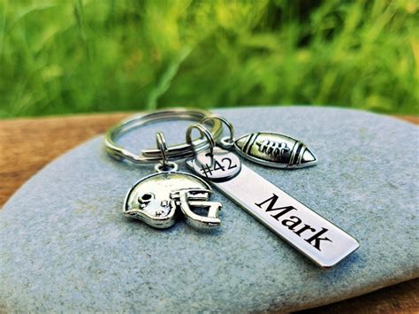 Football Team Gifts Personalized Football Key Chain Football Helmet Charm Custom Football ...