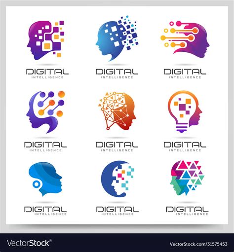 Collection digital people logo design graphic Vector Image