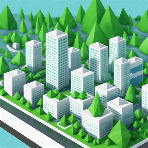 Premium AI Image | A cartoon of a city with a green landscape.