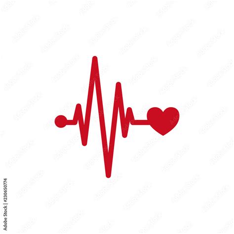 Medical concept heartbeat icon. Ecg logo design with heart and pulse point. Red vector medicine ...