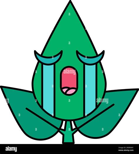 Green leaf grievous emoticon thin line icon. Crying, whining emoji ...