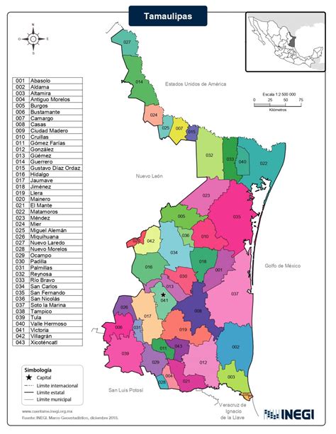 Mapa del Estado de Tamaulipas con Municipios >> Mapas para Descargar e Imprimir | Imágenes Totales