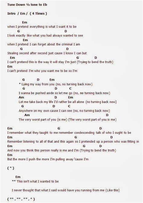 findchord: คอร์ด เนื้อเพลง Lying From You Linkin Park Chordza