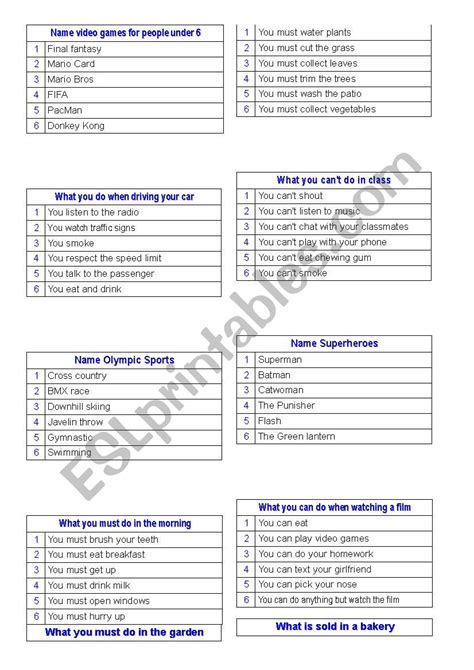 Outburst (part 2 - examples of cards created by ss) - ESL worksheet by CoLMC