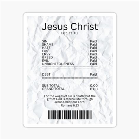 "Salvation receipt | Jesus paid it all" Sticker for Sale by ...