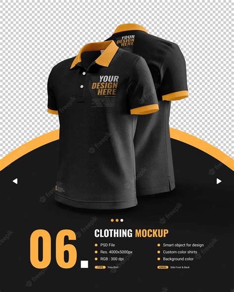 Premium PSD | Mockup male black polo shirt with short arm view side front and back