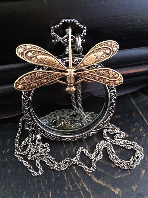 Steampunk Dragonfly Necklace Silver by KarenTylerDesigns on Etsy