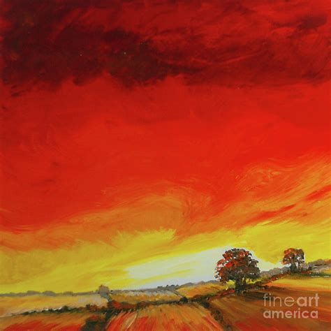 Sunset over Fields Painting by Sandra Francis