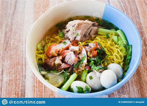 Noodles in Clear Soup with Pork Stock Image - Image of cuisine, fish ...