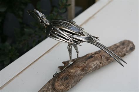 Made from old silverware - my very own Fork Hawk Cutlery art, sculpture - by Cat ...