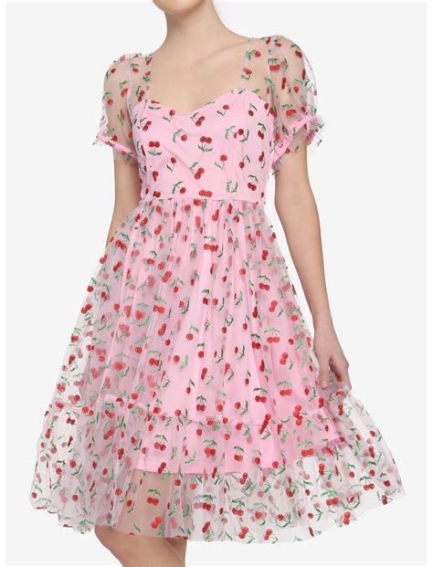 Cherry Glitter Mesh Dress | Hot Topic