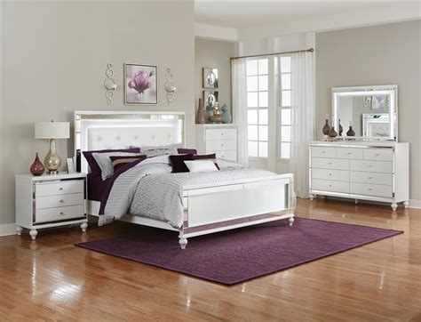 Alonza 6 Piece Bedroom Set in Bright White by Home Elegance - HEL-1845LED-1-4