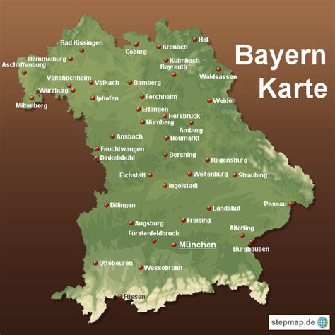 Bayern Karte von Karten - Landkarte für Bayern