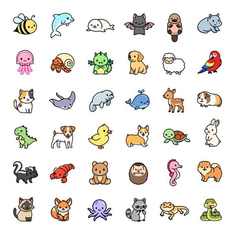 *choose large sticker!* Mega Cute Animals #2 Sticker by littlemandyart | Cute easy drawings ...