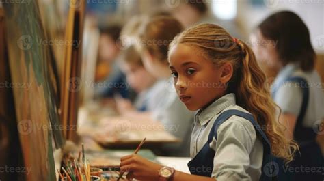 Young students painting moments in an art class. Generative AI 30709592 Stock Photo at Vecteezy