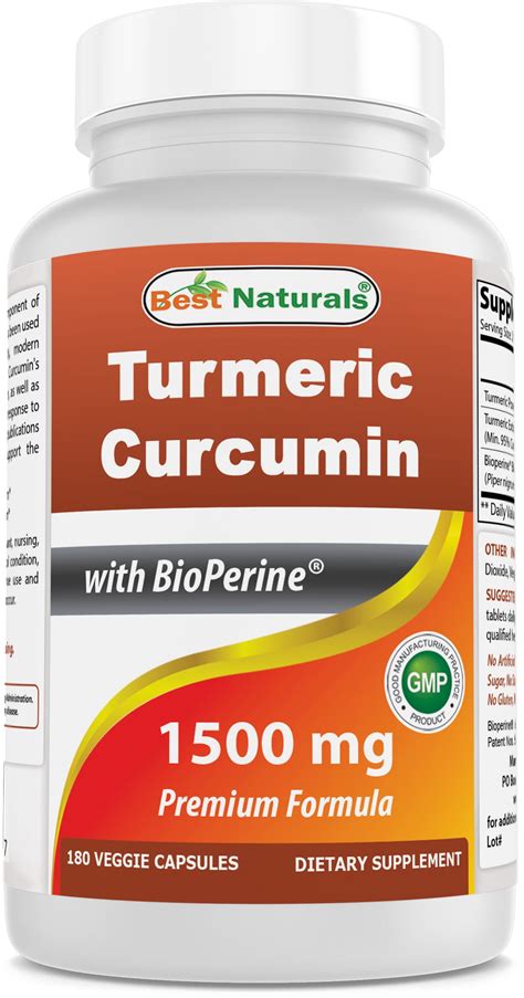 Best Naturals Turmeric Curcumin 1500mg/Serving with Bioperine - 180 Veggie Capsules - Walmart ...