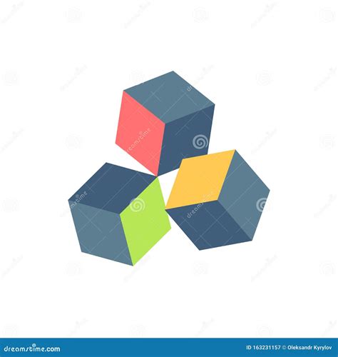 Isometric Triple or Three Cubes Logo Design Template, Company Identity Symbol Concept. 3d View ...