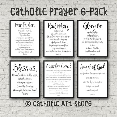 Catholic Prayer Printable 6-Pack Our Father Hail Mary | Etsy