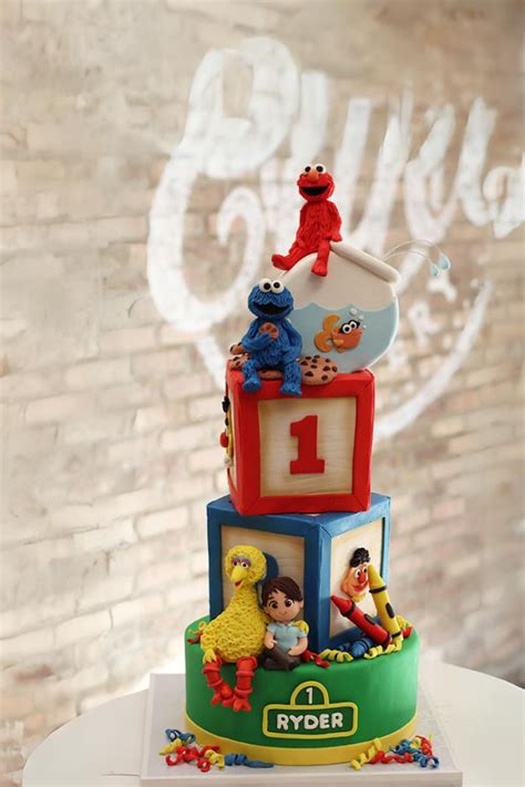 Sesame Street Tiered Birthday Cake With Hand Sculpted Characters