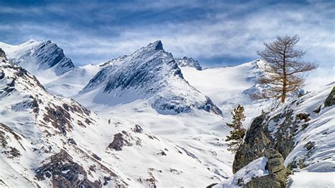 Wallpaper mountain, slope, snow, nature, sky hd, picture, image