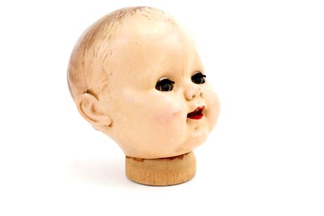 Vintage Baby Doll Head with Sleep Eyes and Molded Hair, 6.5" tall (c.1 ...