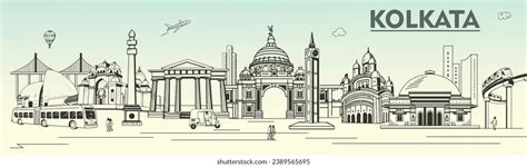 Kolkata Skyline Kolkata Monuments Kolkata Famous Stock Vector (Royalty Free) 2389565695 ...