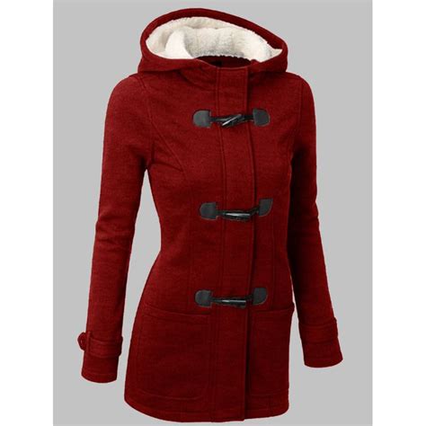 Casual Solid Color Plush Hooded Long Sleeve Coat Hooded Winter Coat ...
