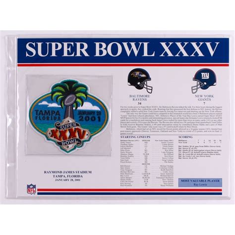 Commemorative Super Bowl XXXV Scorecard With Super Bowl Patch: Ravens ...