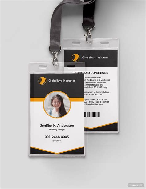 Vertical Employee Id Card Format Template Illustrator Word Apple | Free ...