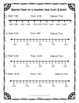 Elapsed Time Number Line Worksheets