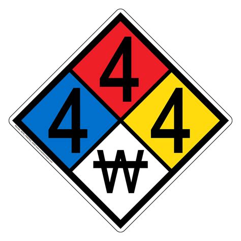 NFPA Diamond 4 4 4 W Hazard Label Signs | No Water