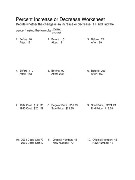 Percent of change worksheet: Fill out & sign online | DocHub