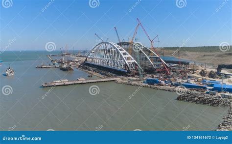 Arches of the Crimean Bridge Under Construction Stock Footage - Video ...