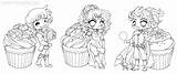 Yampuff Food Chibi Girls Coloring Pages Sketch Page sketch template