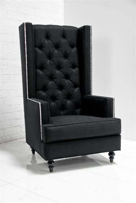 www.roomservicestore.com - Tall Boy Modern Wing Chair in Black Tweed