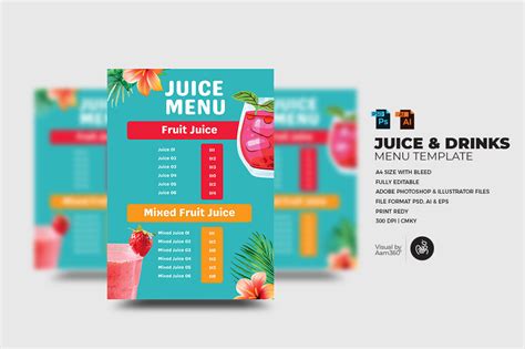 Juice & Drinks Menu Flyer Template Graphic by Aam360 · Creative Fabrica