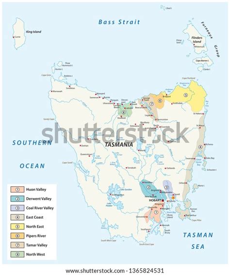 Tasmania Wine Regions Wineyards Vector Map Stock Vector (Royalty Free ...