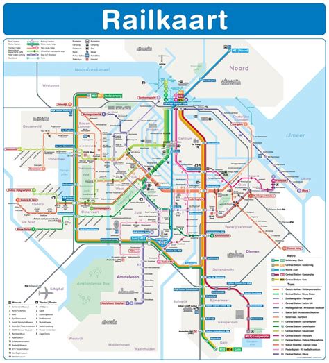 Amsterdam carte ferroviaire - Amsterdam light rail carte (pays-bas)