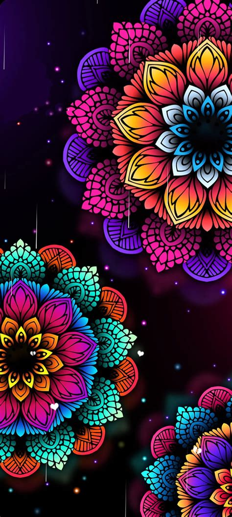 Mandala, super, art, flowers, lock screen, neon, smiles, butterfly, HD phone wallpaper | Peakpx