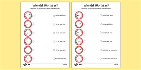 Telling the Time in German Worksheet / Worksheet, worksheet